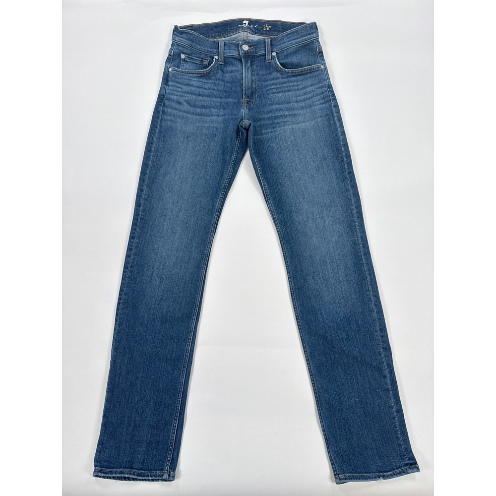 7 For All Mankind Mens Jeans 32‎ Blue Slim Fit Medium Wash Minimalist Streetwear